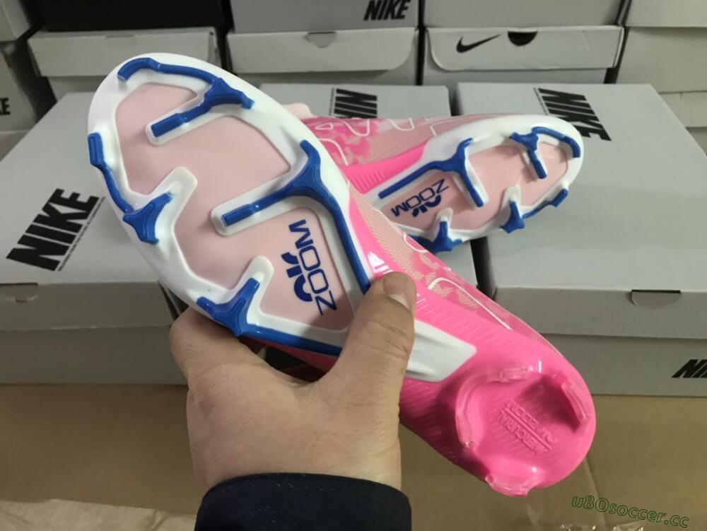 Unisex Nike Air Zoom Mercurial Superfly 9 Elite FG Firm Ground High-Tops Football Boots - Pink/Blue/White