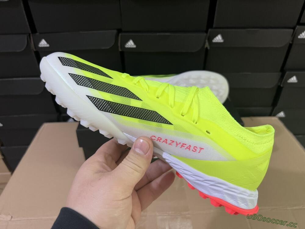 Men's Adidas X Crazyfast.1 TF Artificial Turf Low-Tops Football Shoes - Yellow/Black/White