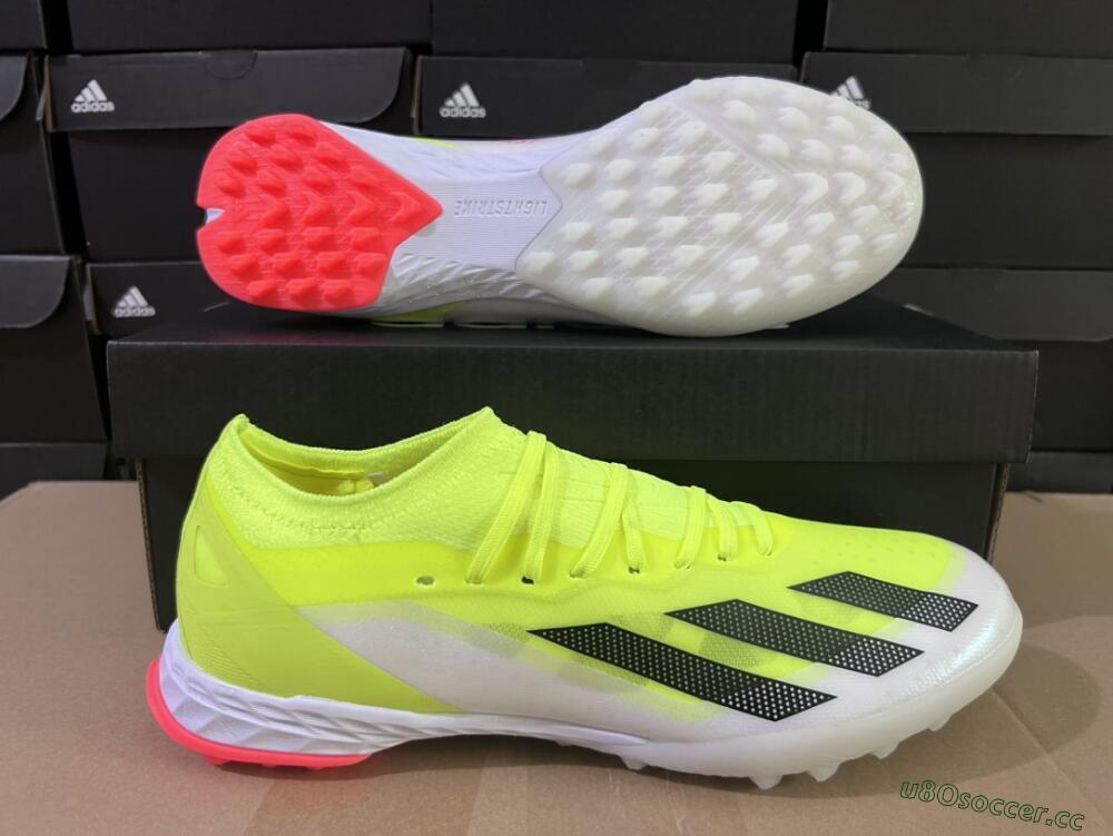 Men's Adidas X Crazyfast.1 TF Artificial Turf Low-Tops Football Shoes - Yellow/Black/White