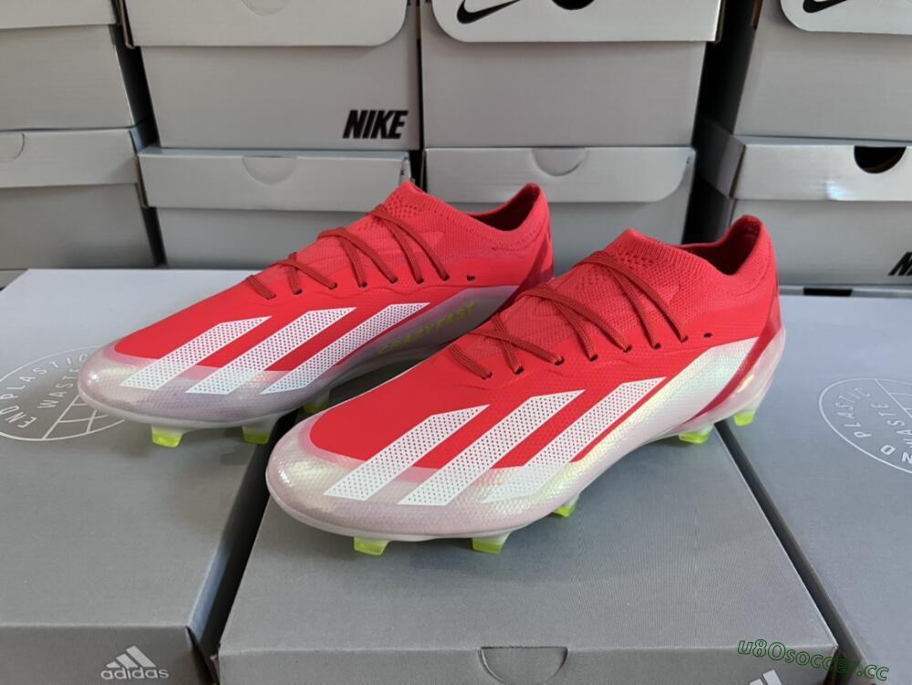 Men's Adidas X Crazyfast.1 FG Firm Ground Low-Tops Football Boots - Red/White/Yellow