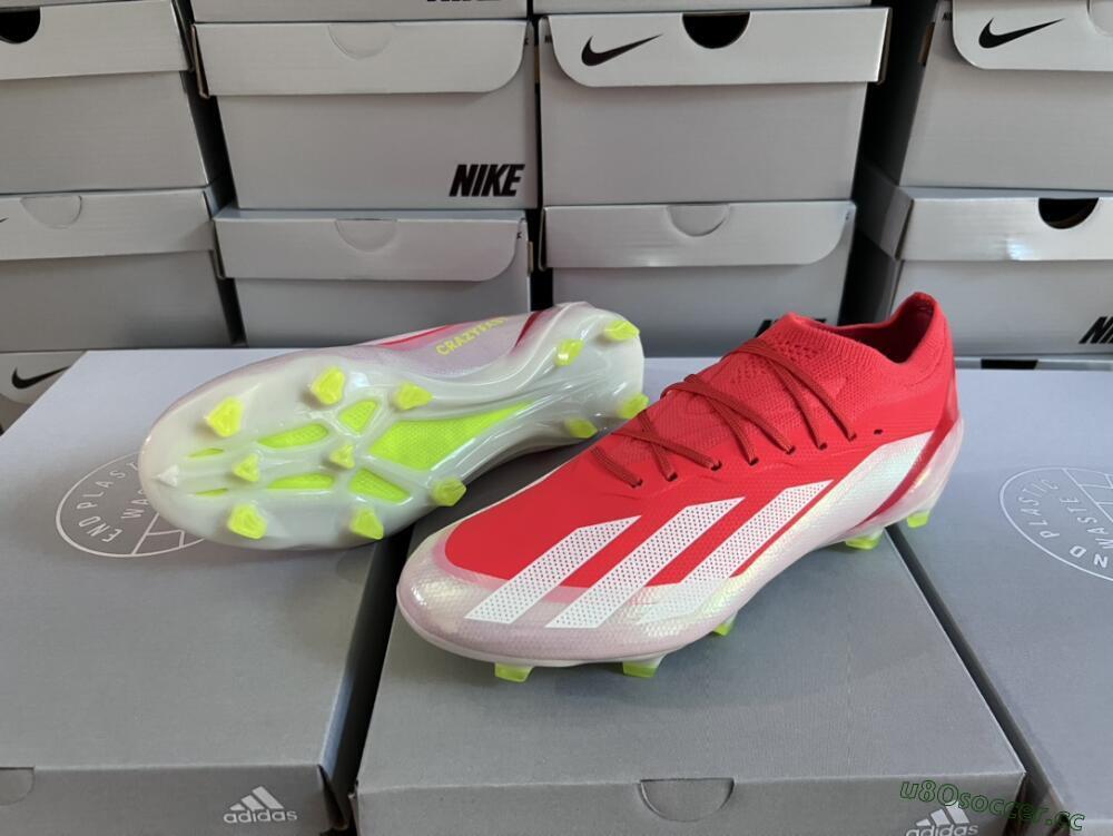 Men's Adidas X Crazyfast.1 FG Firm Ground Low-Tops Football Boots - Red/White/Yellow