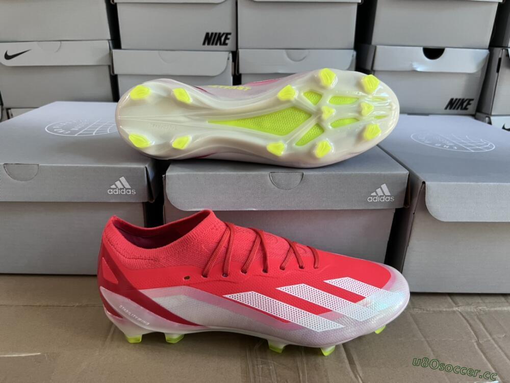 Men's Adidas X Crazyfast.1 FG Firm Ground Low-Tops Football Boots - Red/White/Yellow