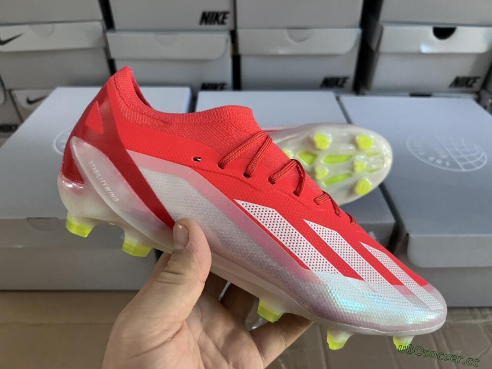 Men's Adidas X Crazyfast.1 FG Firm Ground Low-Tops Football Boots - Red/White/Yellow