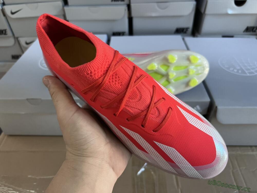 Men's Adidas X Crazyfast.1 FG Firm Ground Low-Tops Football Boots - Red/White/Yellow