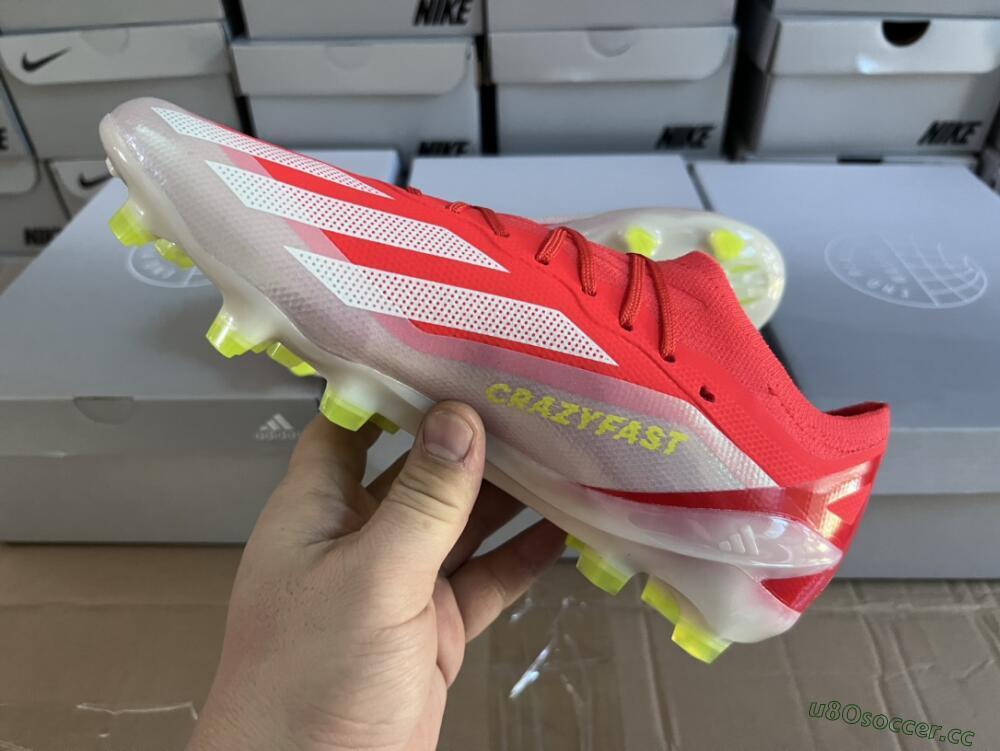 Men's Adidas X Crazyfast.1 FG Firm Ground Low-Tops Football Boots - Red/White/Yellow