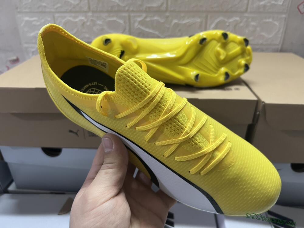 Men's Puma Ultra Ultimate FG Firm Ground Low-Tops Football Boots - Yellow/White/Black