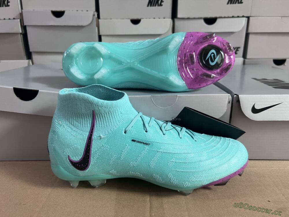 Men's Nike Phantom Luna Elite FG Firm Ground High-Tops Football Boots - Blue/Black/Purple