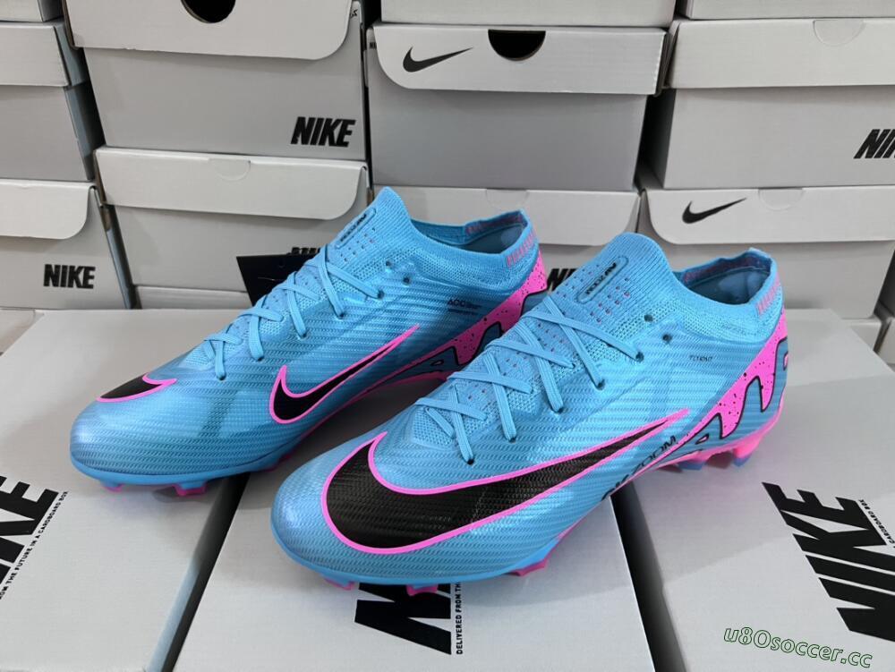 Unisex Nike Air Zoom Mercurial Vapor 15 Elite FG Firm Ground Low-Tops Football Boots - Blue/Pink/Black