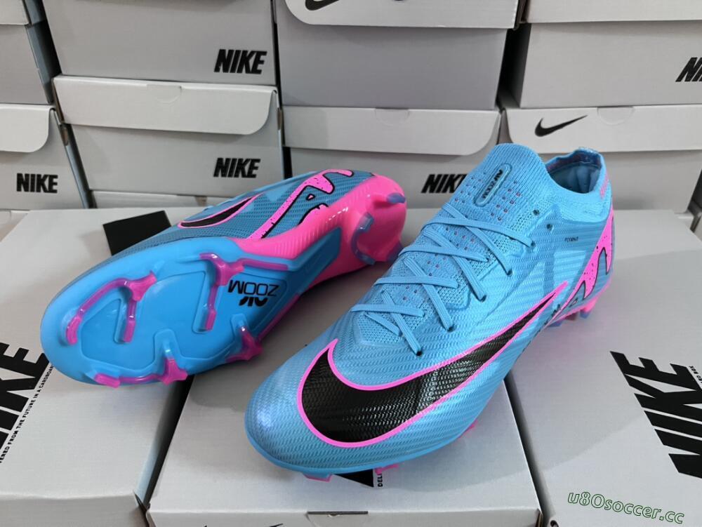 Unisex Nike Air Zoom Mercurial Vapor 15 Elite FG Firm Ground Low-Tops Football Boots - Blue/Pink/Black