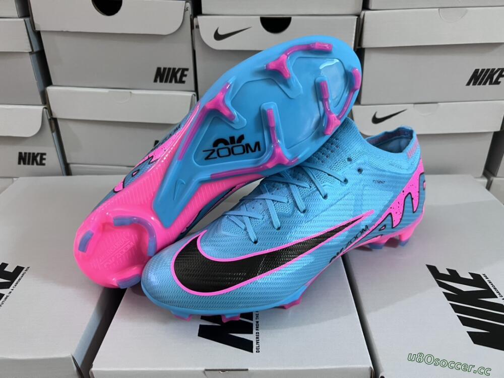 Unisex Nike Air Zoom Mercurial Vapor 15 Elite FG Firm Ground Low-Tops Football Boots - Blue/Pink/Black