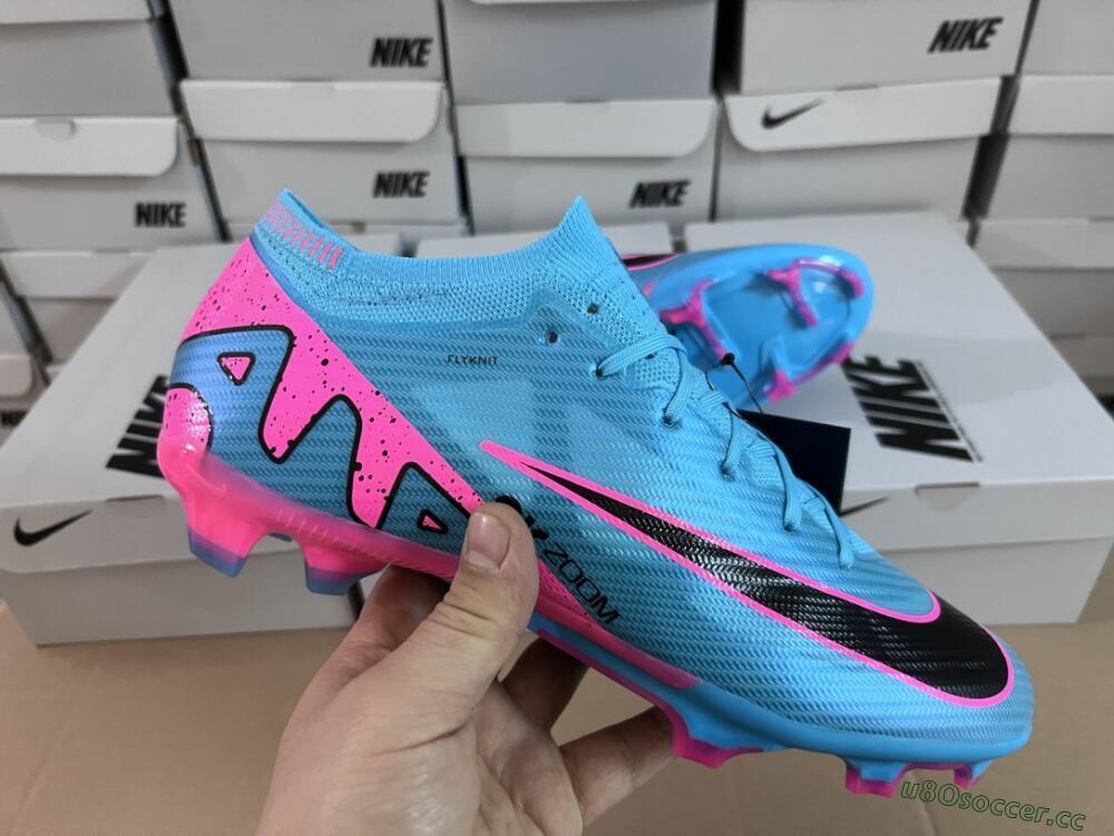 Unisex Nike Air Zoom Mercurial Vapor 15 Elite FG Firm Ground Low-Tops Football Boots - Blue/Pink/Black