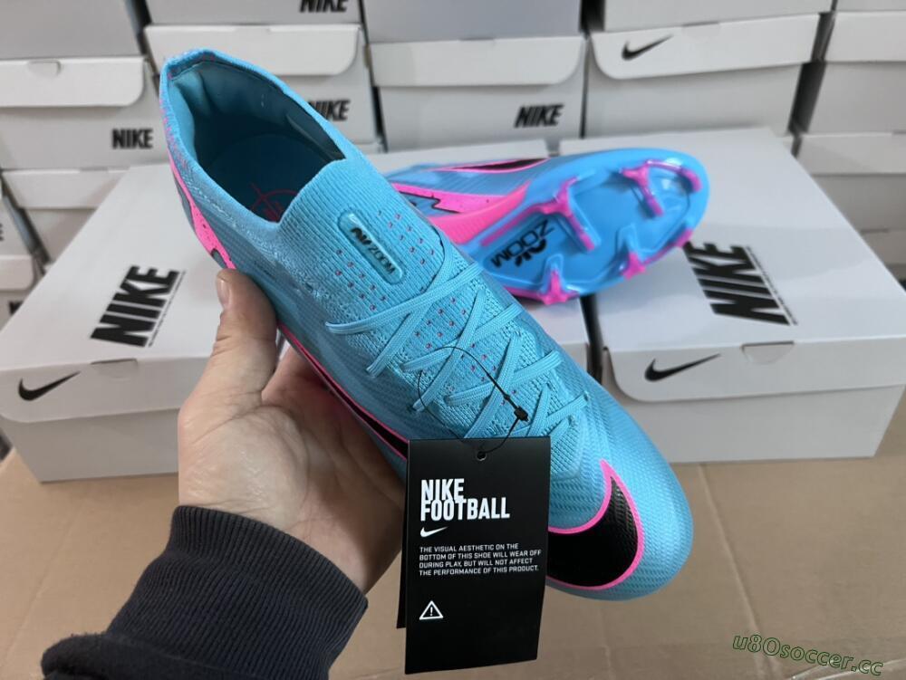 Unisex Nike Air Zoom Mercurial Vapor 15 Elite FG Firm Ground Low-Tops Football Boots - Blue/Pink/Black