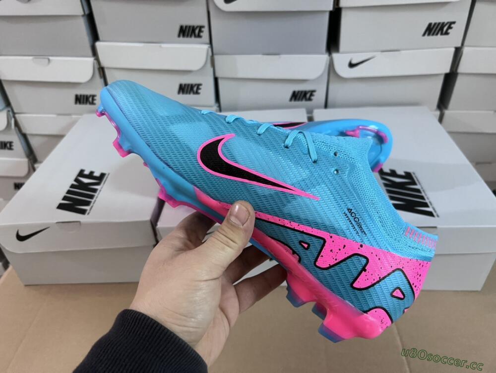 Unisex Nike Air Zoom Mercurial Vapor 15 Elite FG Firm Ground Low-Tops Football Boots - Blue/Pink/Black
