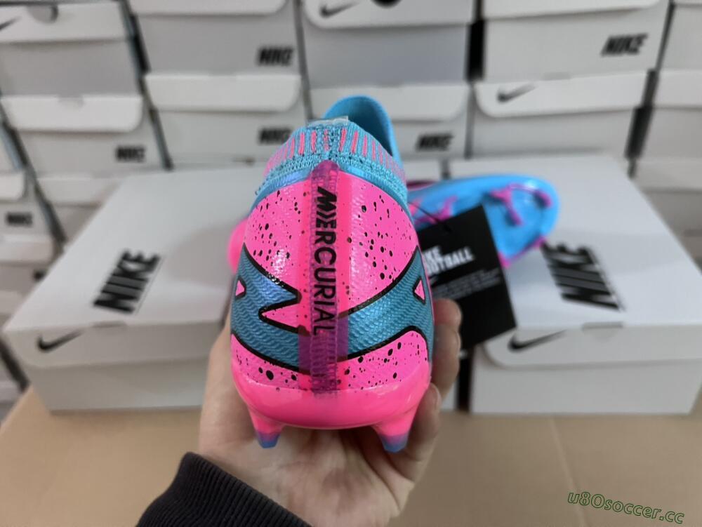 Unisex Nike Air Zoom Mercurial Vapor 15 Elite FG Firm Ground Low-Tops Football Boots - Blue/Pink/Black