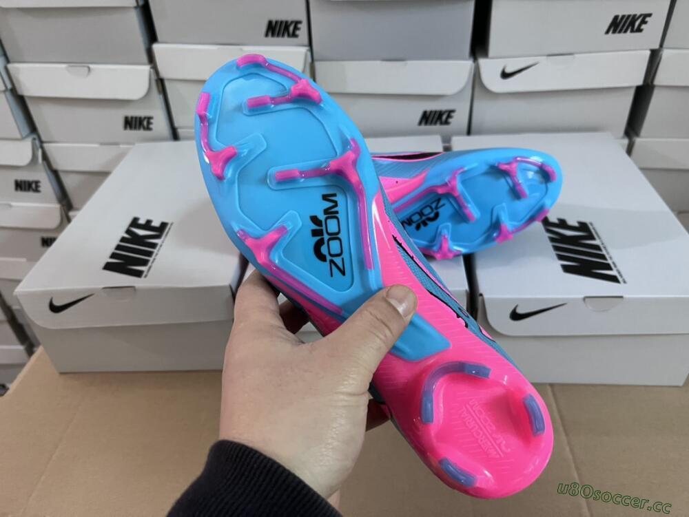 Unisex Nike Air Zoom Mercurial Vapor 15 Elite FG Firm Ground Low-Tops Football Boots - Blue/Pink/Black