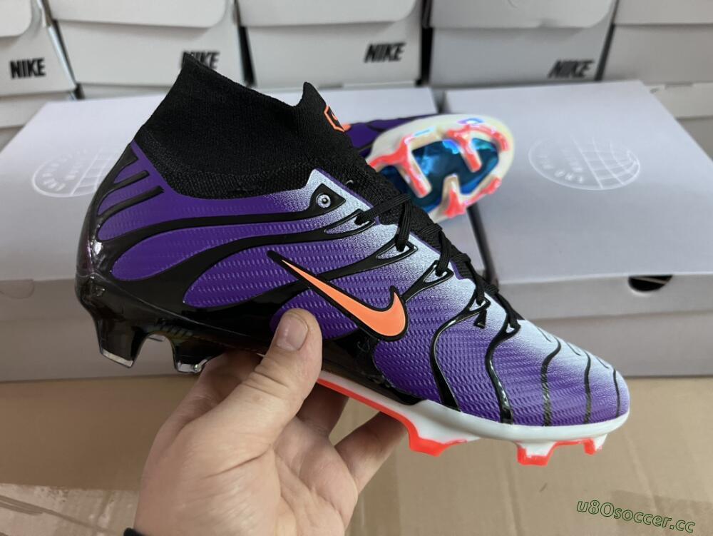 Men's Nike Air Zoom Mercurial Superfly 9 Elite FG Firm Ground High-Tops Football Boots - Purple/Black/Orange/Gold