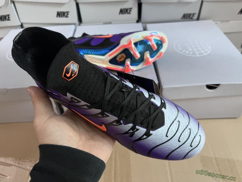 Men's Nike Air Zoom Mercurial Superfly 9 Elite FG Firm Ground High-Tops Football Boots - Purple/Black/Orange/Gold