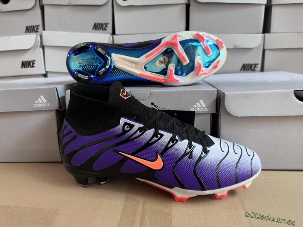 Men's Nike Air Zoom Mercurial Superfly 9 Elite FG Firm Ground High-Tops Football Boots - Purple/Black/Orange/Gold