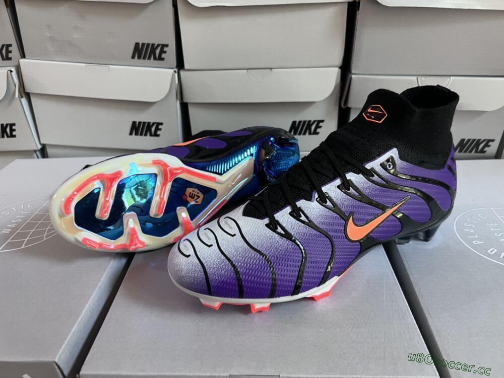 Men's Nike Air Zoom Mercurial Superfly 9 Elite FG Firm Ground High-Tops Football Boots - Purple/Black/Orange/Gold