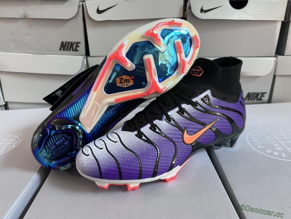 Men's Nike Air Zoom Mercurial Superfly 9 Elite FG Firm Ground High-Tops Football Boots - Purple/Black/Orange/Gold