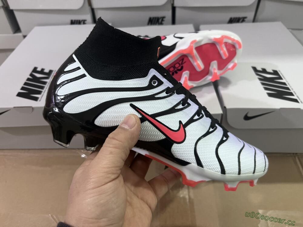 Men's Nike Air Zoom Mercurial Superfly 9 Elite FG Firm Ground High-Tops Football Boots - White/Black/Red