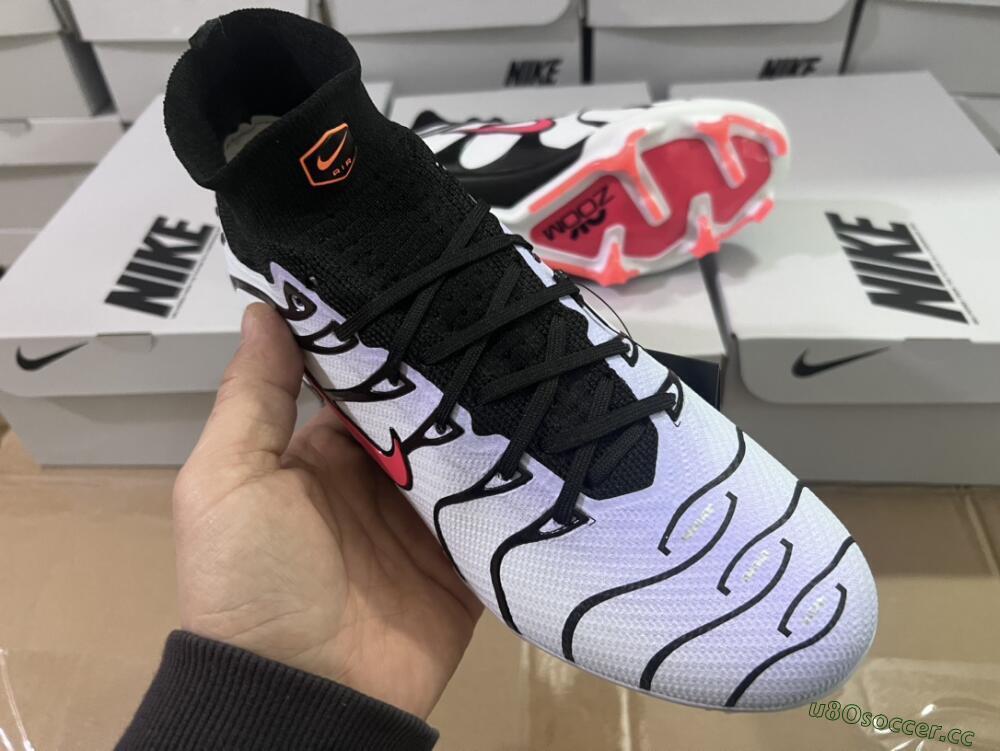Men's Nike Air Zoom Mercurial Superfly 9 Elite FG Firm Ground High-Tops Football Boots - White/Black/Red