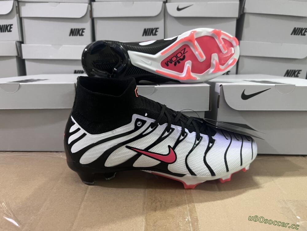 Men's Nike Air Zoom Mercurial Superfly 9 Elite FG Firm Ground High-Tops Football Boots - White/Black/Red