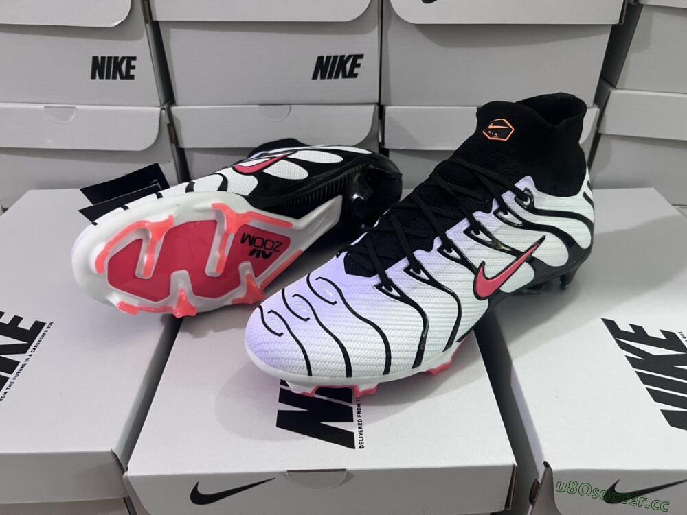 Men's Nike Air Zoom Mercurial Superfly 9 Elite FG Firm Ground High-Tops Football Boots - White/Black/Red
