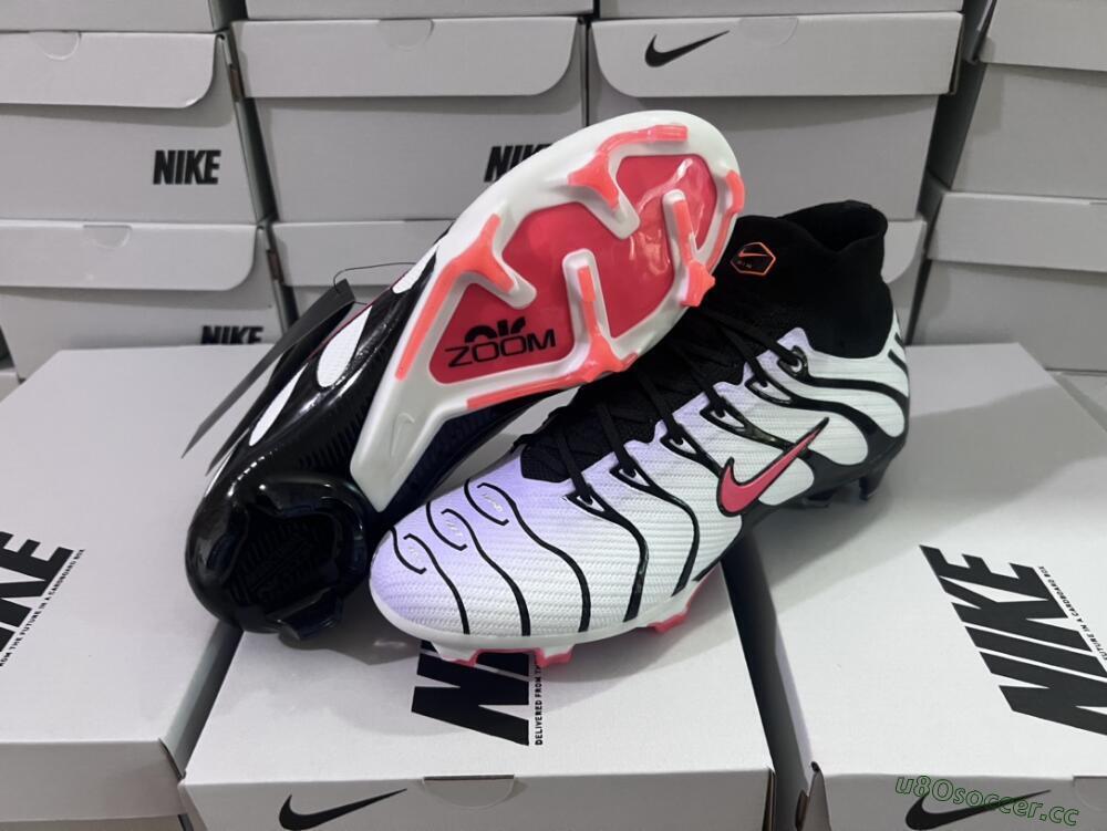 Men's Nike Air Zoom Mercurial Superfly 9 Elite FG Firm Ground High-Tops Football Boots - White/Black/Red