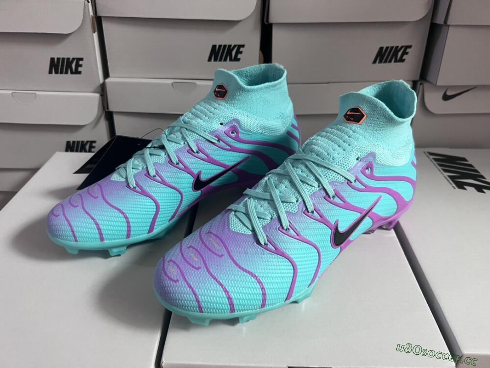 Men's Nike Air Zoom Mercurial Superfly 9 Elite FG Firm Ground High-Tops Football Boots - Jade/Purple/Black