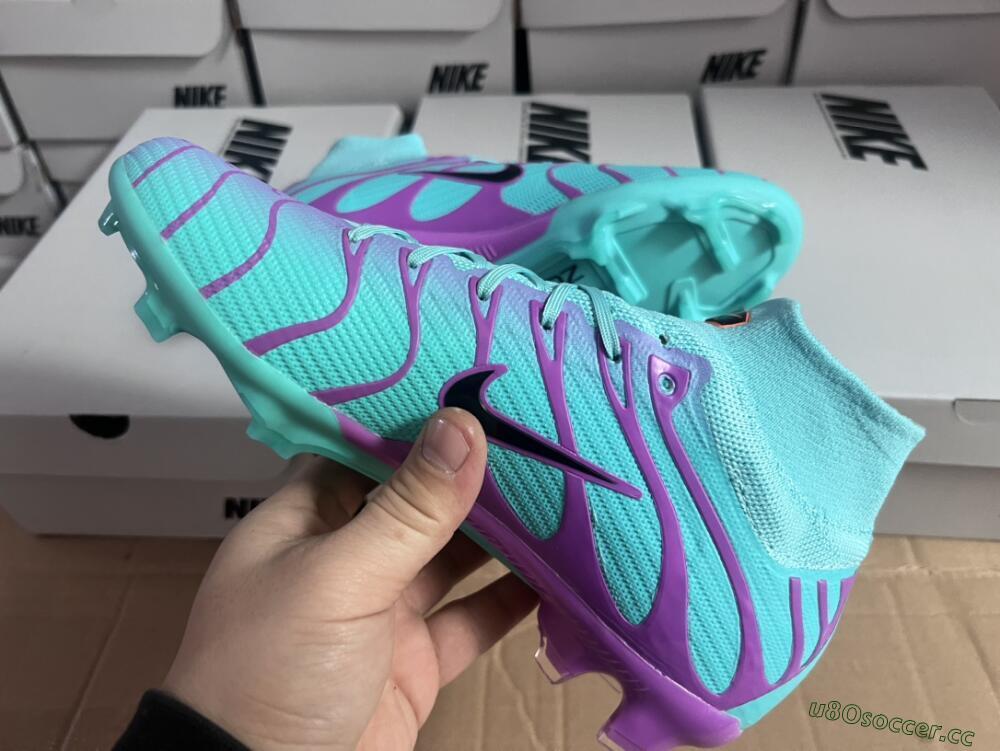Men's Nike Air Zoom Mercurial Superfly 9 Elite FG Firm Ground High-Tops Football Boots - Jade/Purple/Black
