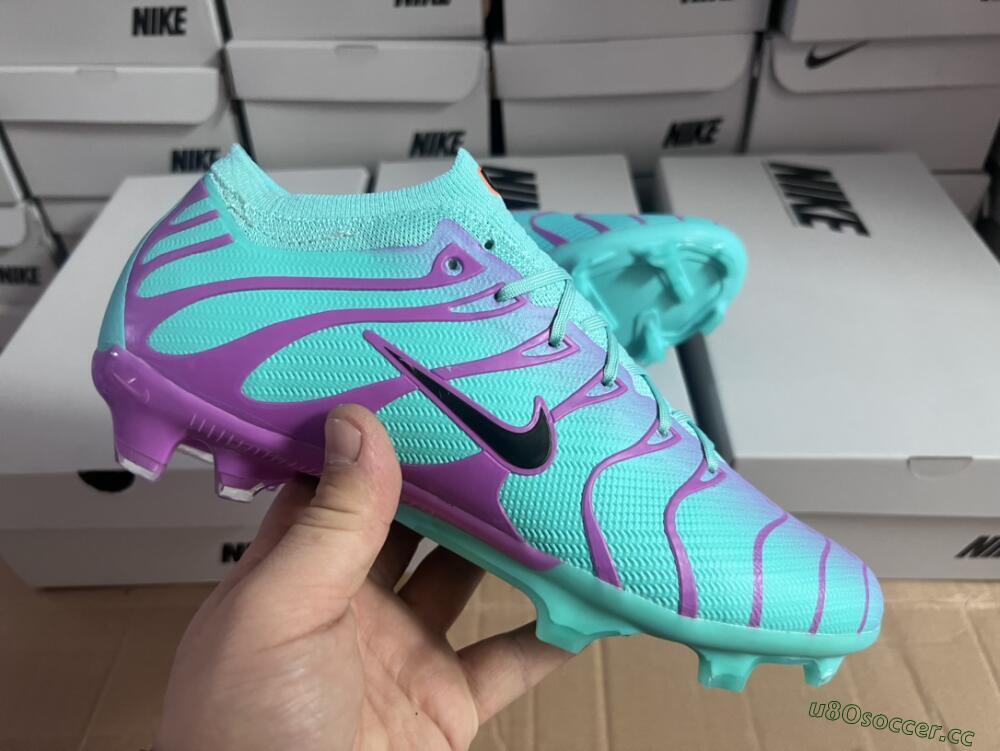 Men's Nike Air Zoom Mercurial Vapor 15 Elite FG Firm Ground Low-Tops Football Boots - Jade/Purple/Black