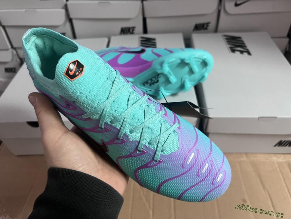 Men's Nike Air Zoom Mercurial Vapor 15 Elite FG Firm Ground Low-Tops Football Boots - Jade/Purple/Black