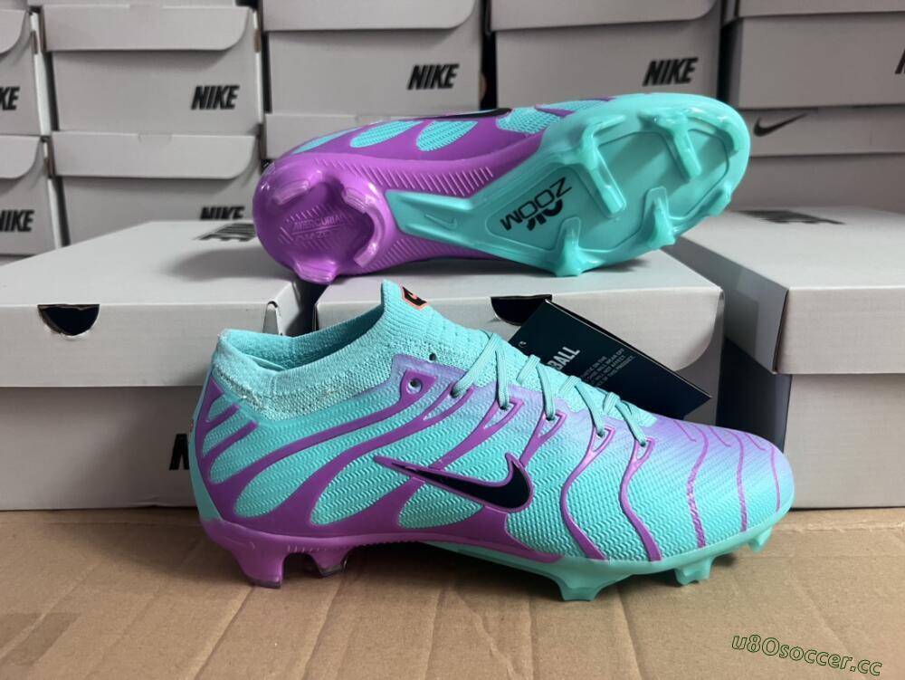 Men's Nike Air Zoom Mercurial Vapor 15 Elite FG Firm Ground Low-Tops Football Boots - Jade/Purple/Black