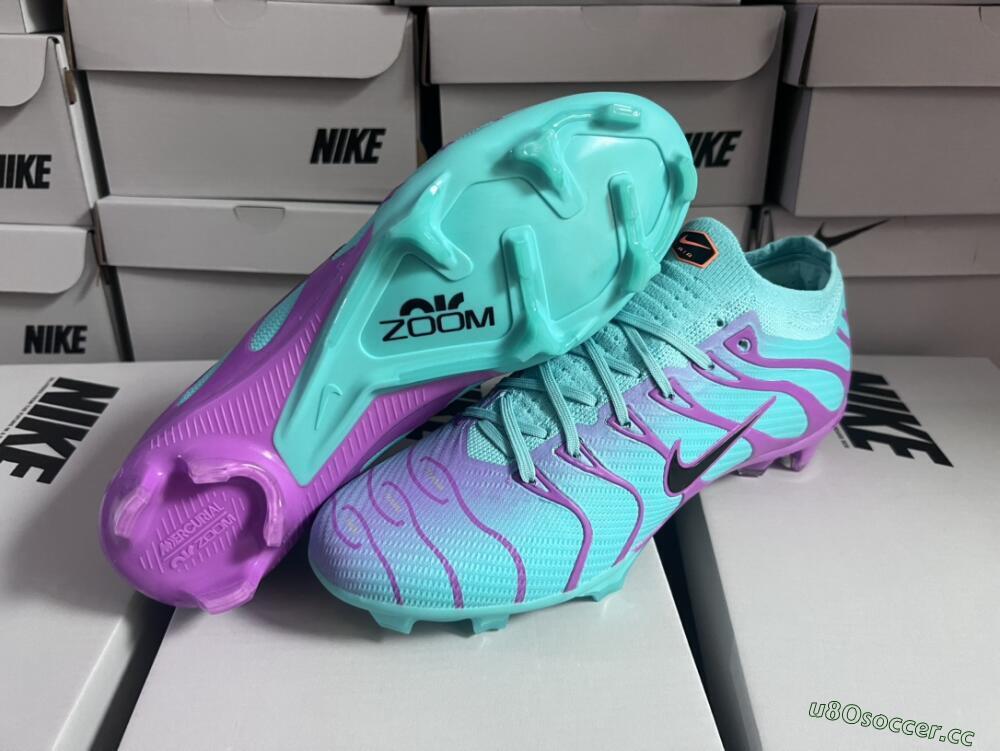 Men's Nike Air Zoom Mercurial Vapor 15 Elite FG Firm Ground Low-Tops Football Boots - Jade/Purple/Black