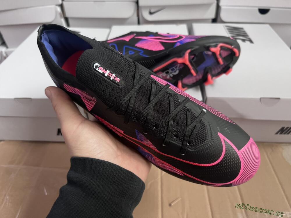 Unisex Nike Air Zoom Mercurial Vapor 15 Elite FG Firm Ground Low-Tops Football Boots - Black/Purple/Pink
