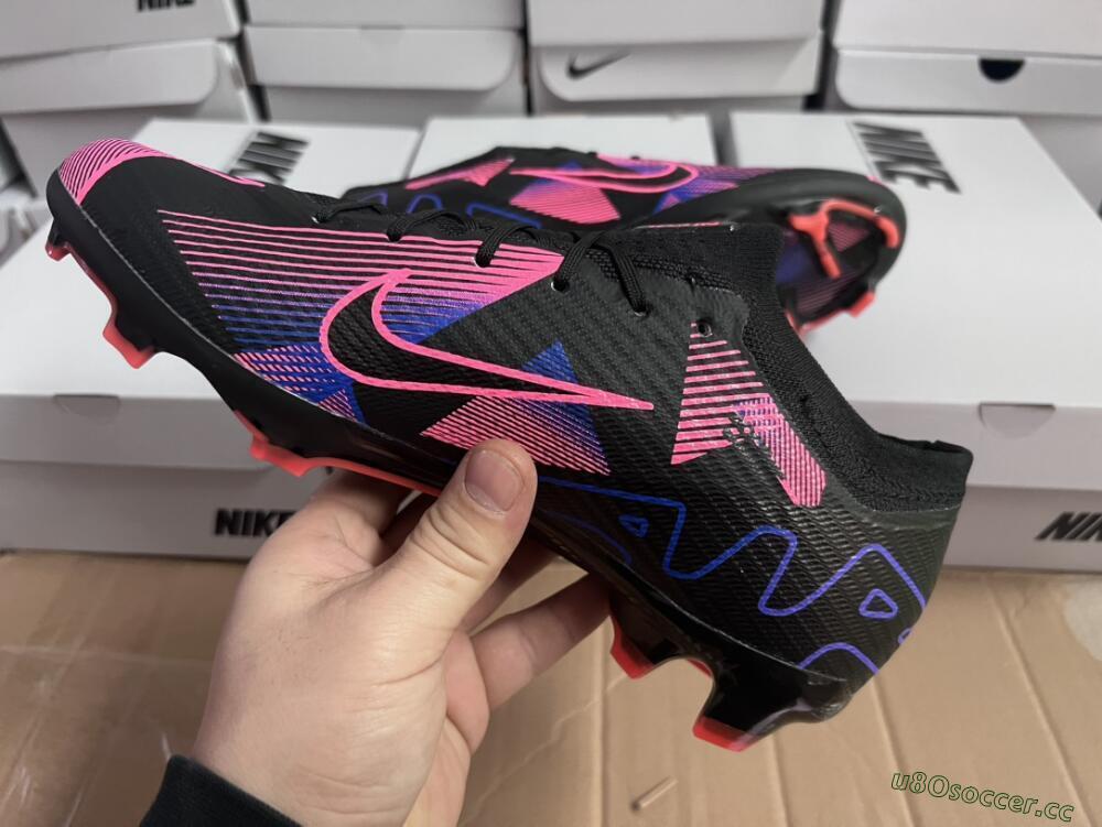 Unisex Nike Air Zoom Mercurial Vapor 15 Elite FG Firm Ground Low-Tops Football Boots - Black/Purple/Pink