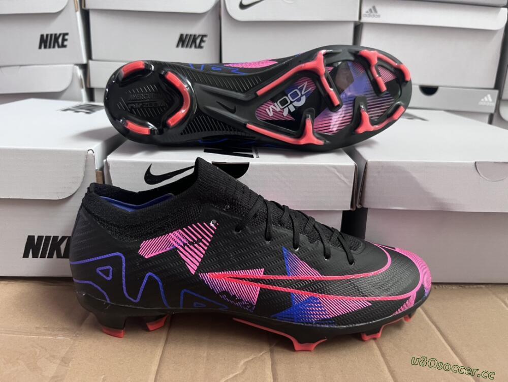 Unisex Nike Air Zoom Mercurial Vapor 15 Elite FG Firm Ground Low-Tops Football Boots - Black/Purple/Pink