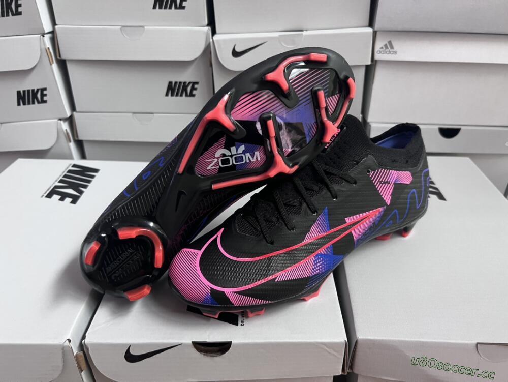 Unisex Nike Air Zoom Mercurial Vapor 15 Elite FG Firm Ground Low-Tops Football Boots - Black/Purple/Pink