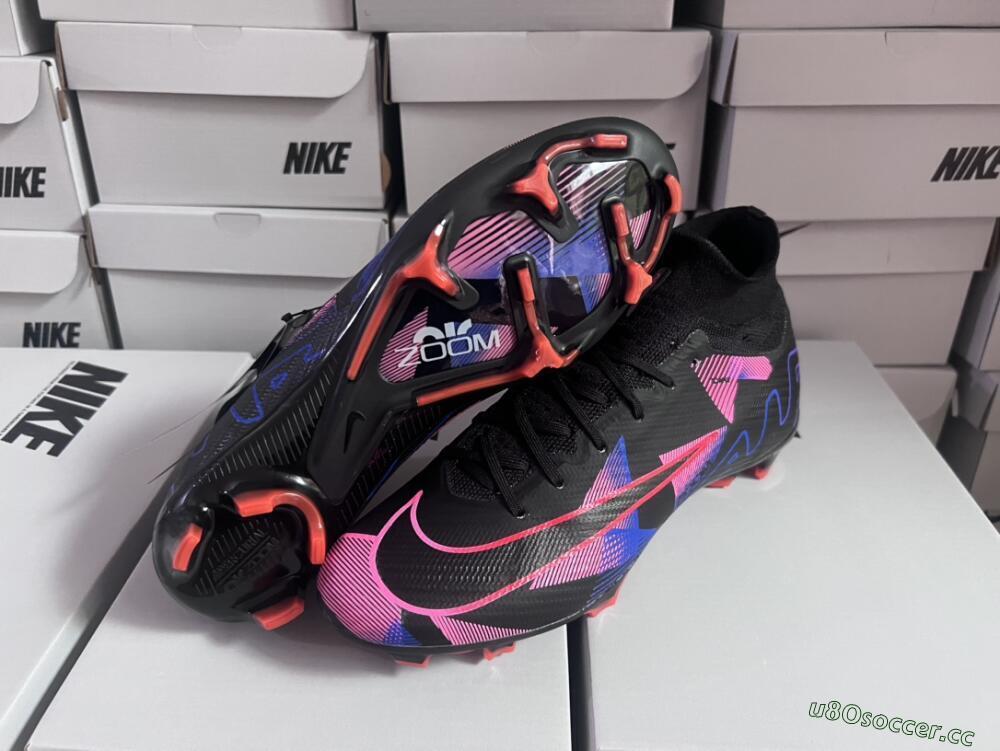 Unisex Nike Air Zoom Mercurial Superfly 9 Elite FG Firm Ground High-Tops Football Boots - Black/Purple/Pink