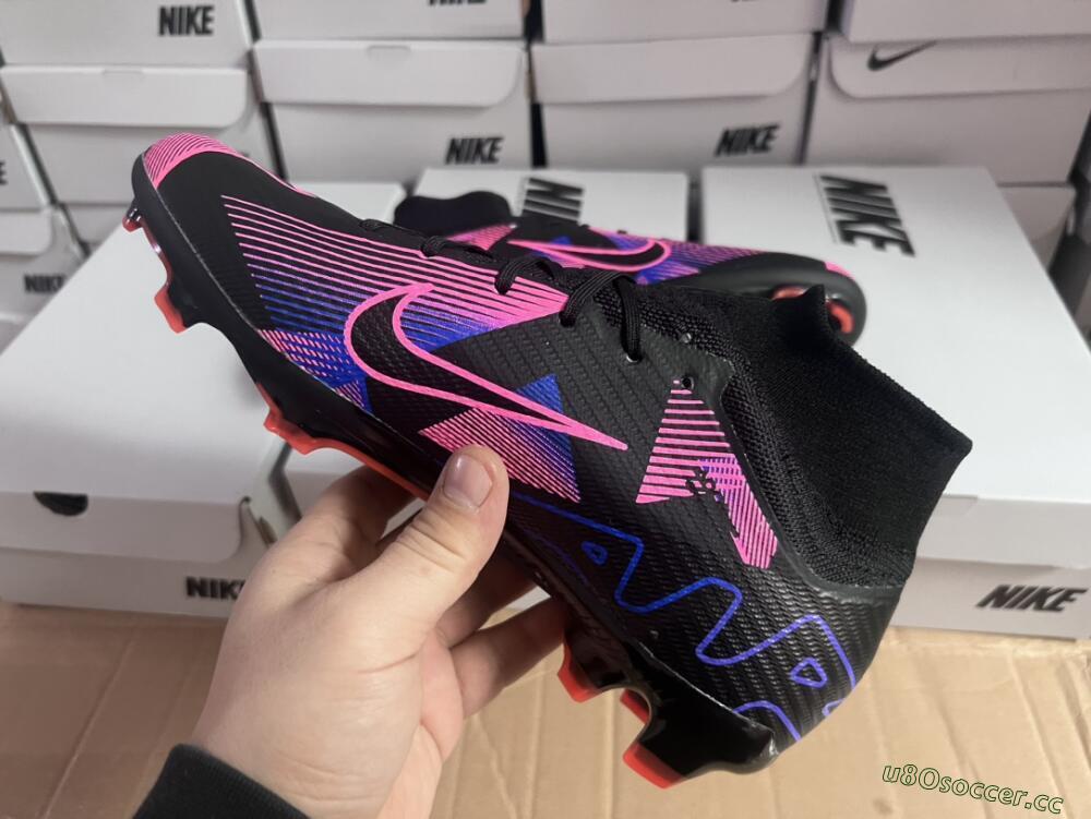 Unisex Nike Air Zoom Mercurial Superfly 9 Elite FG Firm Ground High-Tops Football Boots - Black/Purple/Pink