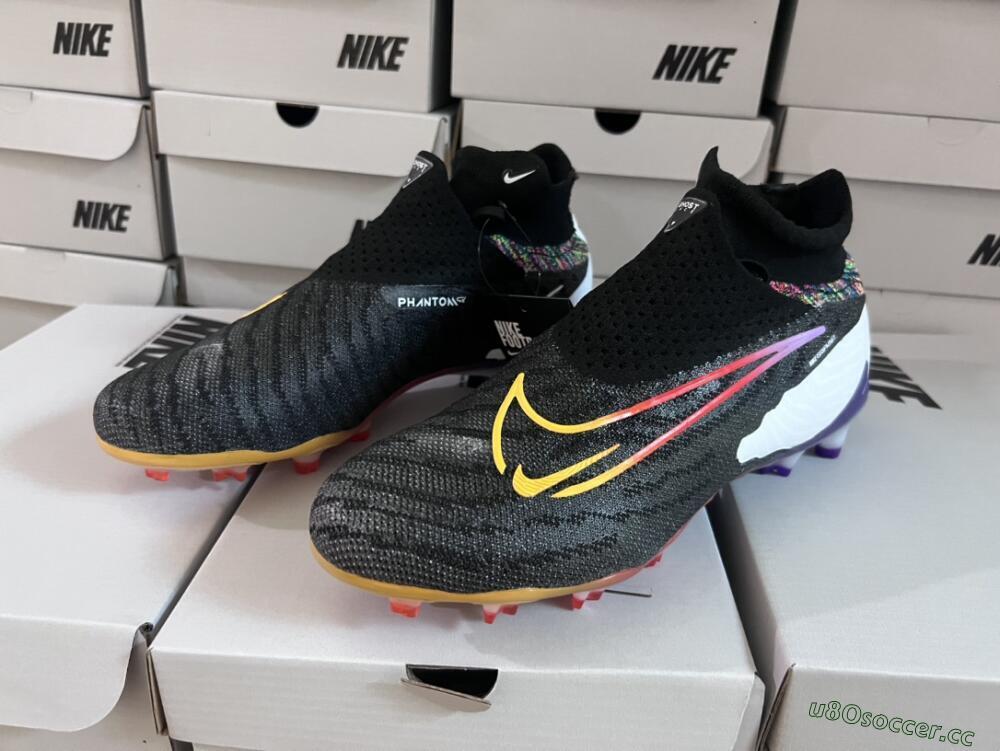 Unisex Nike Phantom GX Elite FG Firm Ground High-Tops Football Boots - Black/Yellow/Orange/Purple