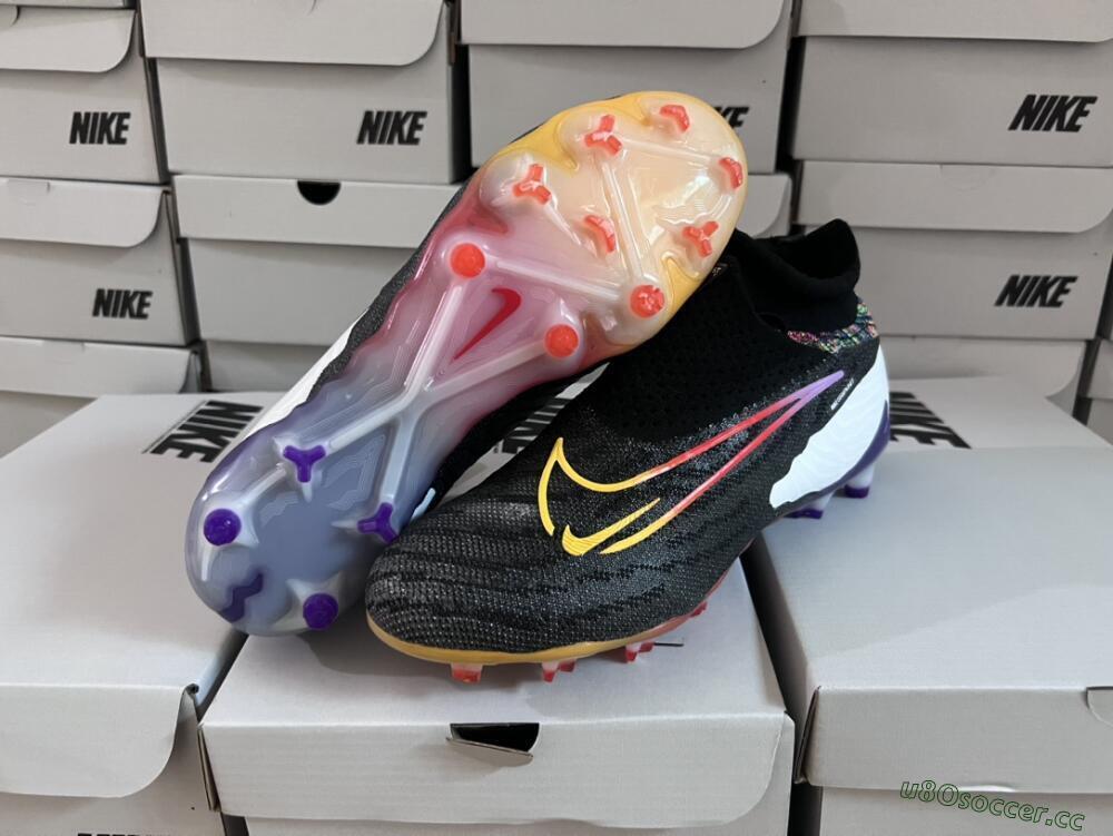 Unisex Nike Phantom GX Elite FG Firm Ground High-Tops Football Boots - Black/Yellow/Orange/Purple