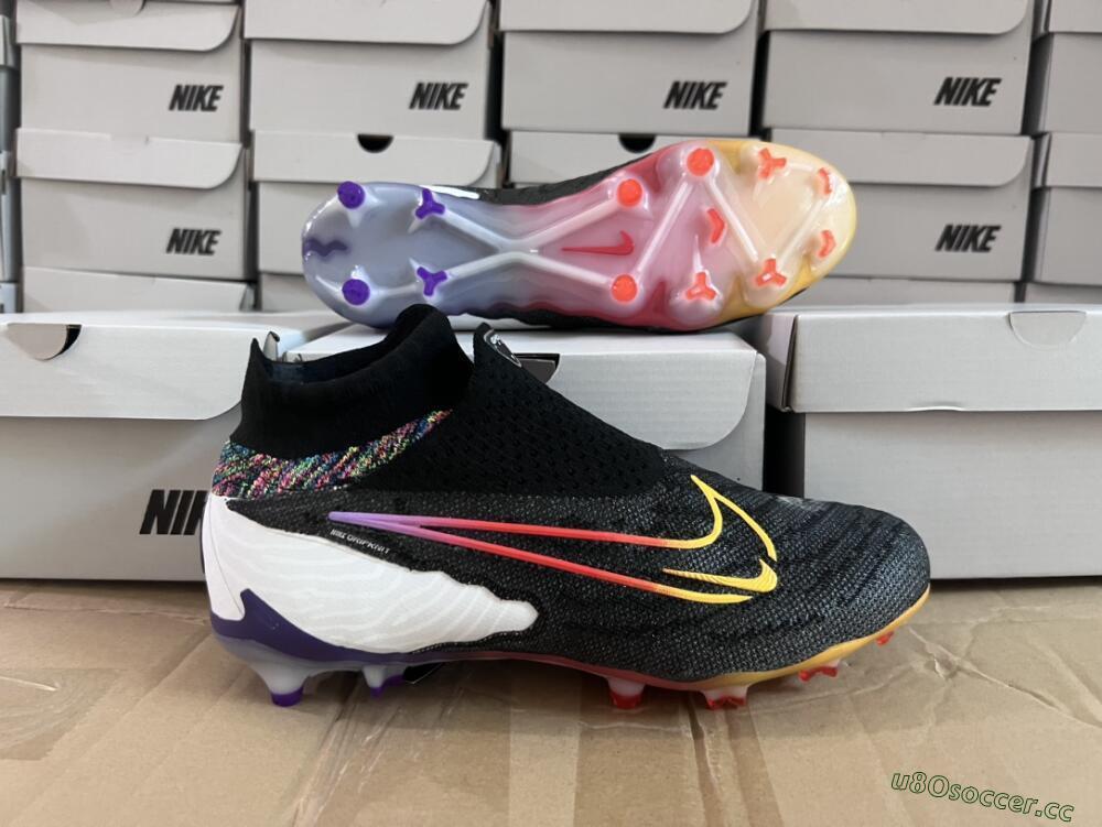 Unisex Nike Phantom GX Elite FG Firm Ground High-Tops Football Boots - Black/Yellow/Orange/Purple