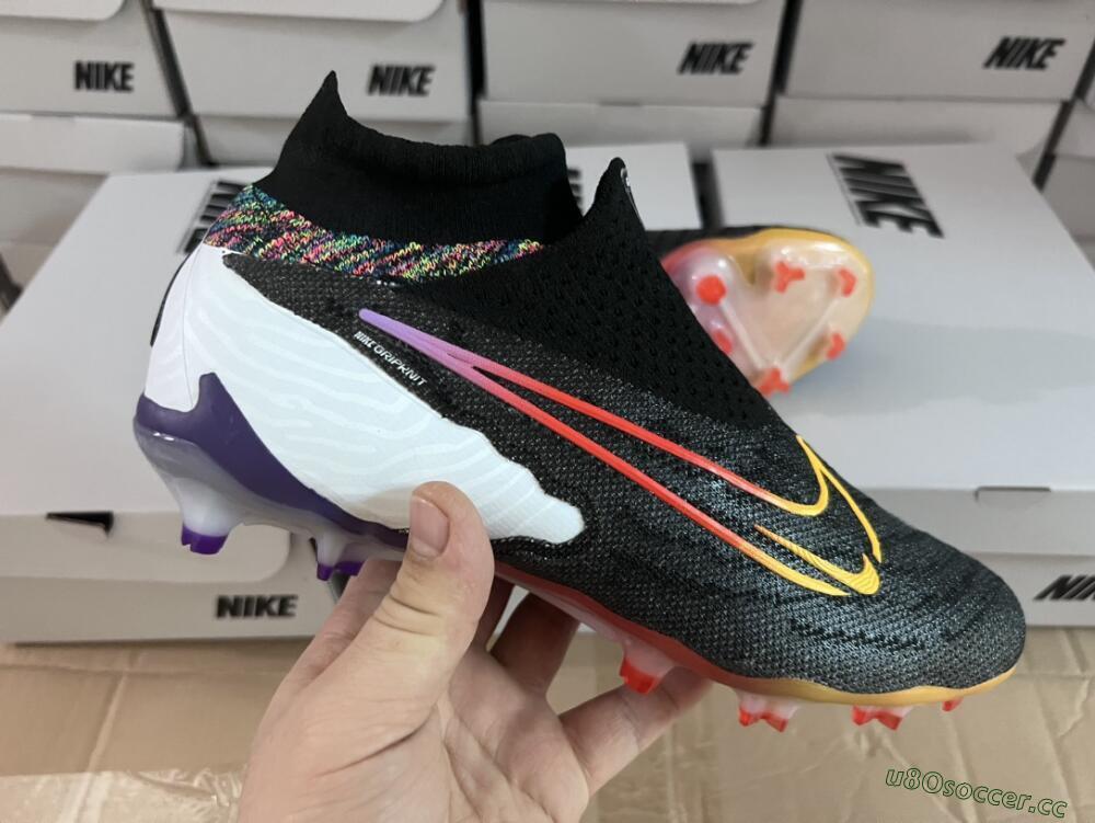 Unisex Nike Phantom GX Elite FG Firm Ground High-Tops Football Boots - Black/Yellow/Orange/Purple