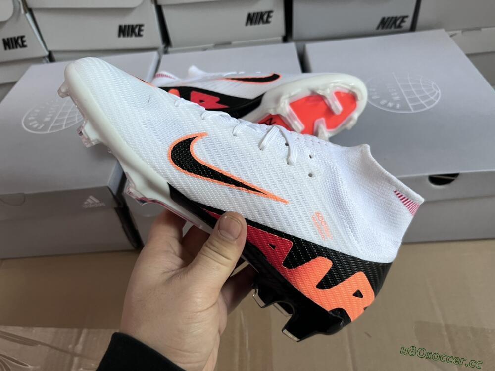 Unisex Nike Air Zoom Mercurial Superfly 9 Elite FG Firm Ground High-Tops Football Boots - White/Orange/Black