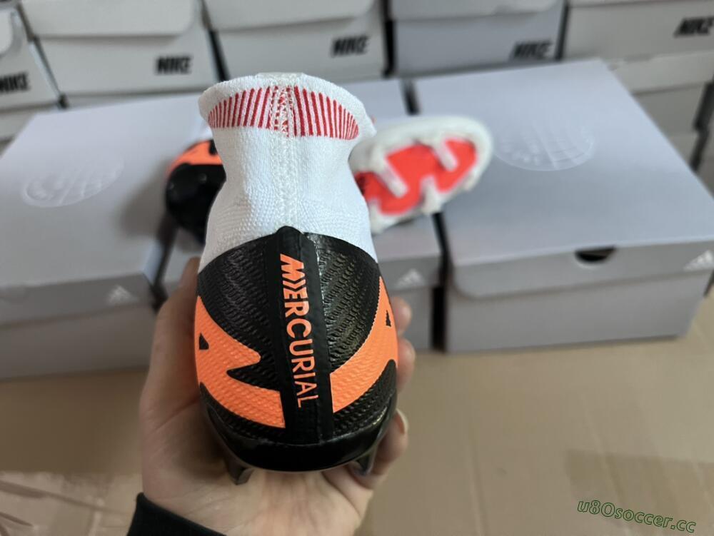 Unisex Nike Air Zoom Mercurial Superfly 9 Elite FG Firm Ground High-Tops Football Boots - White/Orange/Black