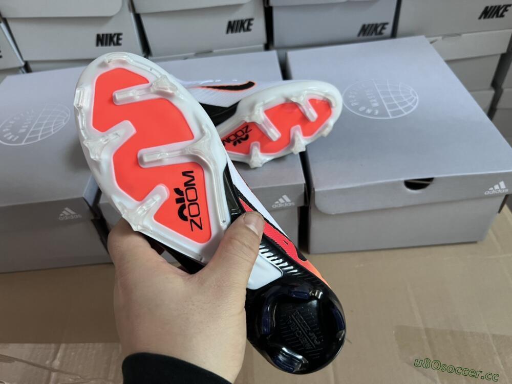 Unisex Nike Air Zoom Mercurial Superfly 9 Elite FG Firm Ground High-Tops Football Boots - White/Orange/Black