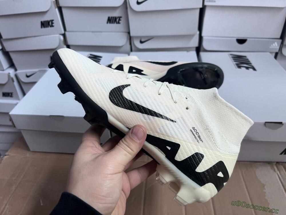 Unisex Nike Air Zoom Mercurial Superfly 9 Elite FG Firm Ground High-Tops Football Boots - Beige/Black