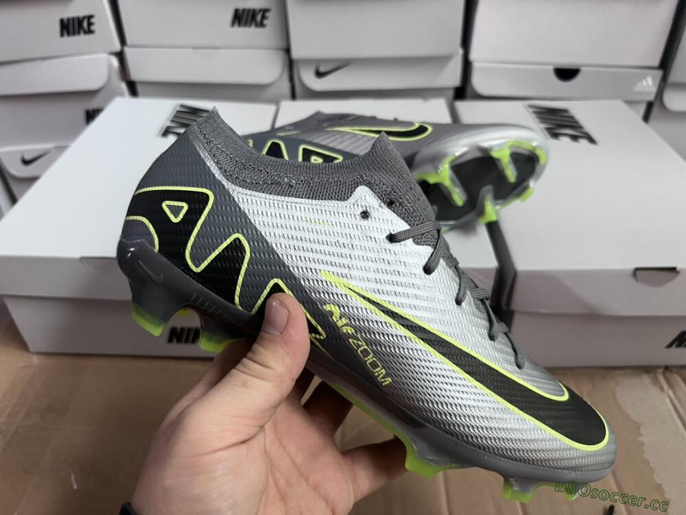 Men's Nike Air Zoom Mercurial Vapor 15 Elite FG Firm Ground Low-Tops Football Boots - Silver/Black/Yellow